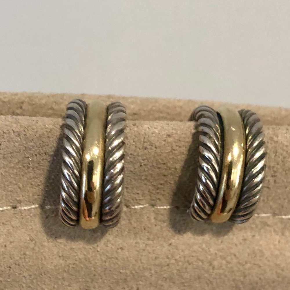 David Yurman - Cable Hoop Earrings w/ 14K Gold